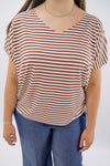 T-shirt a righe con profondo scollo a V
