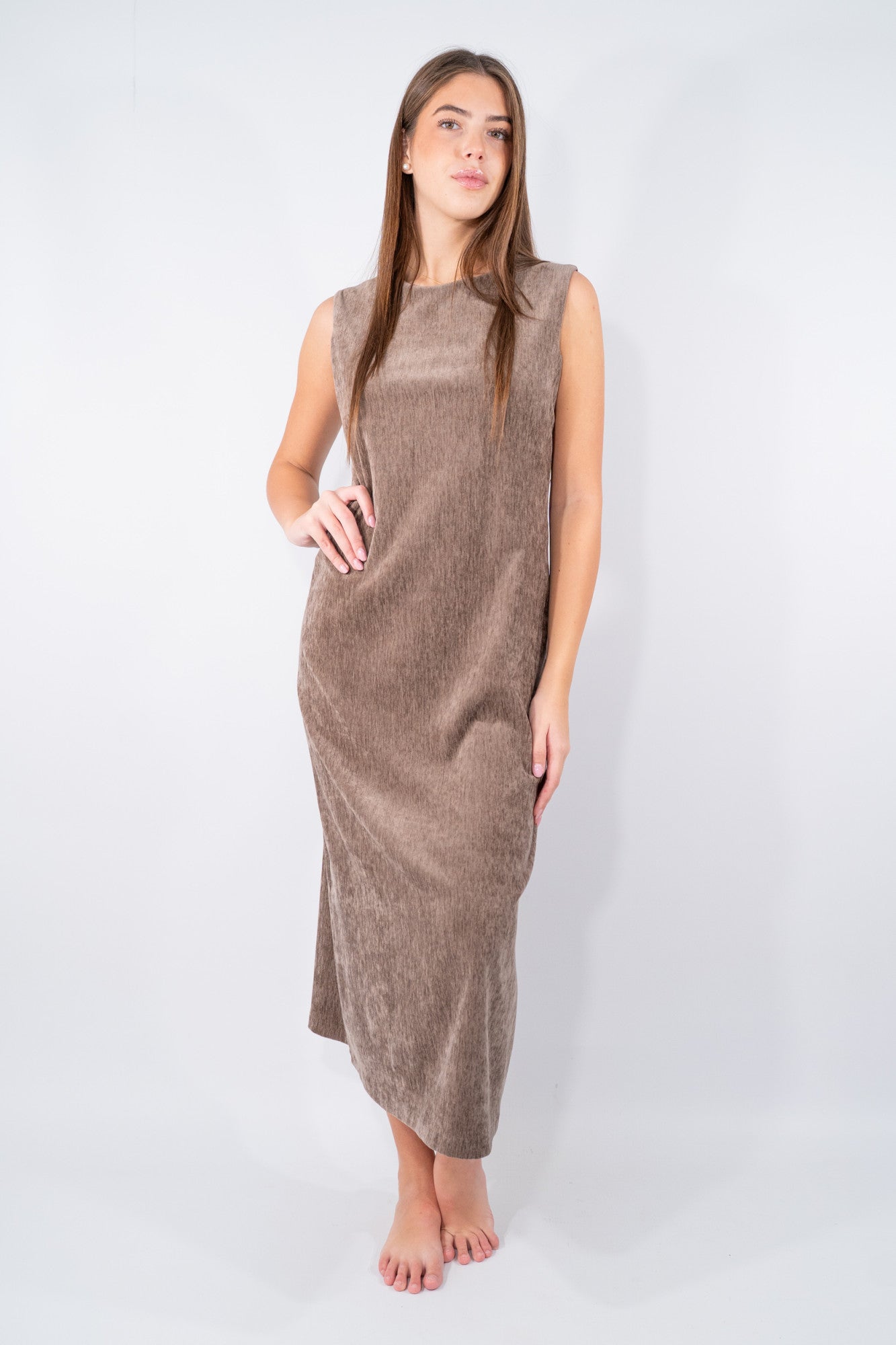 Abito lungo  velluto senza maniche