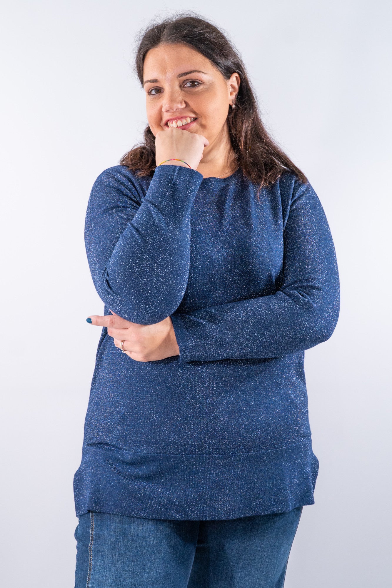 Girocollo over con filati lurex