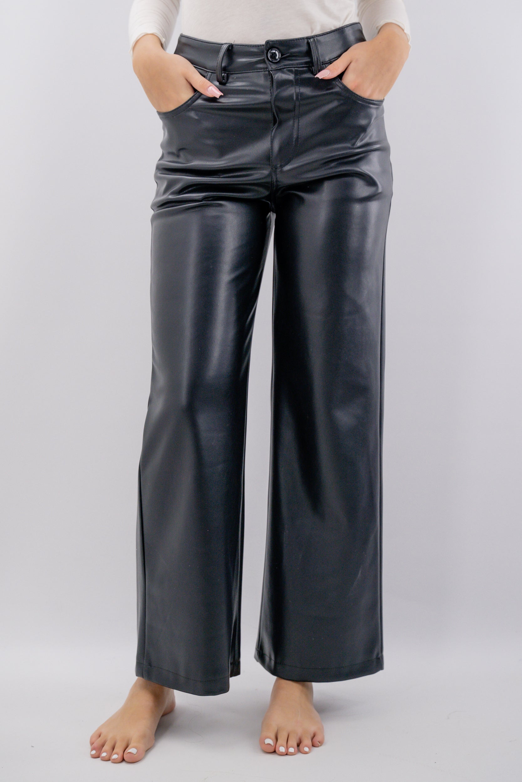 Pantalone palazzo in eco-pelle