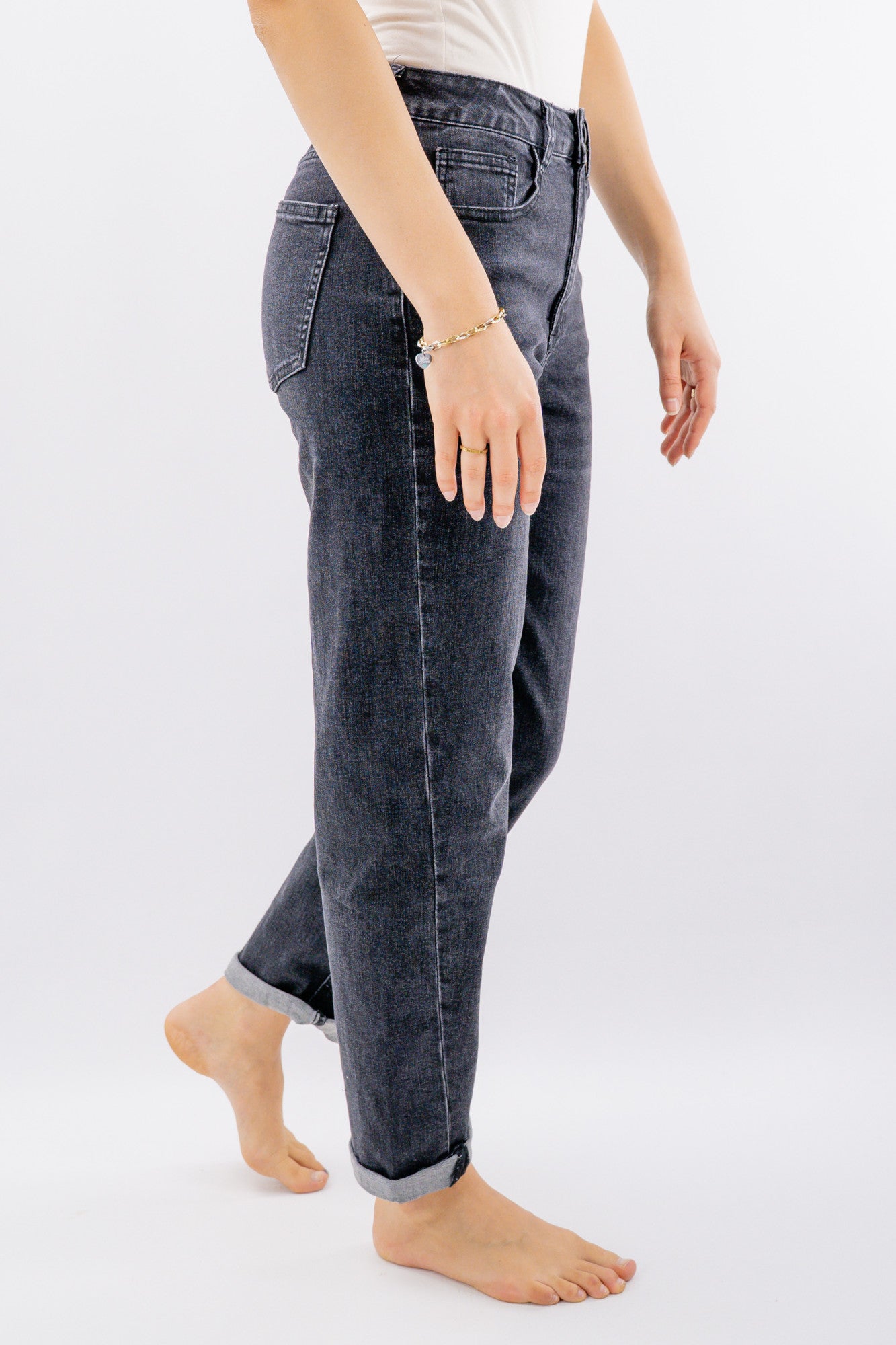 Jeans grigio scuro mom fit