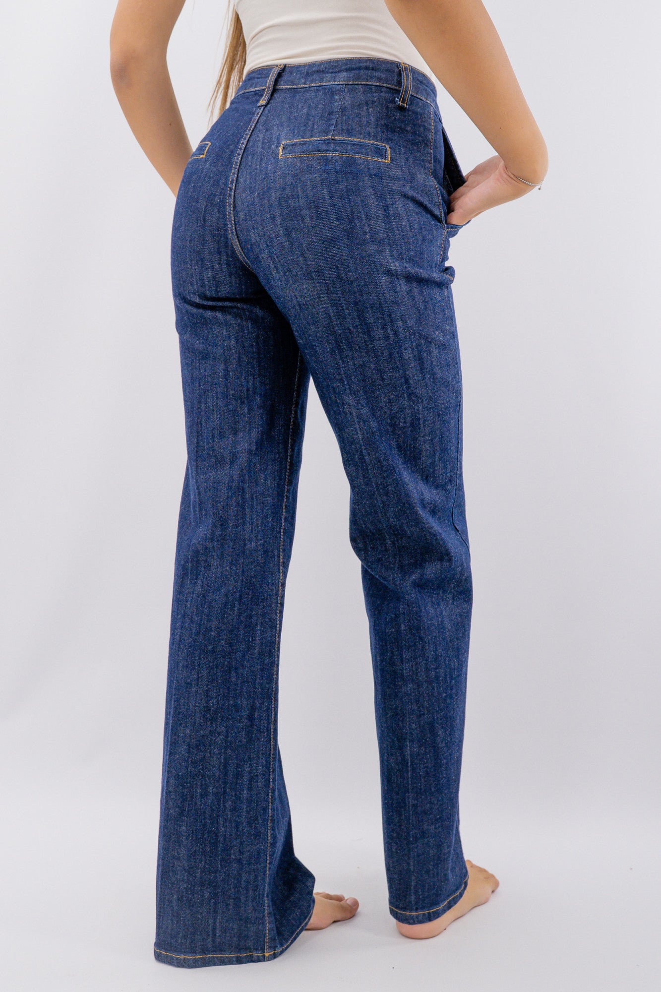 Jeans palazzo  con tasca a filo