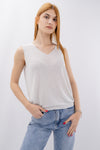 Canotta in maglia a costine lurex
