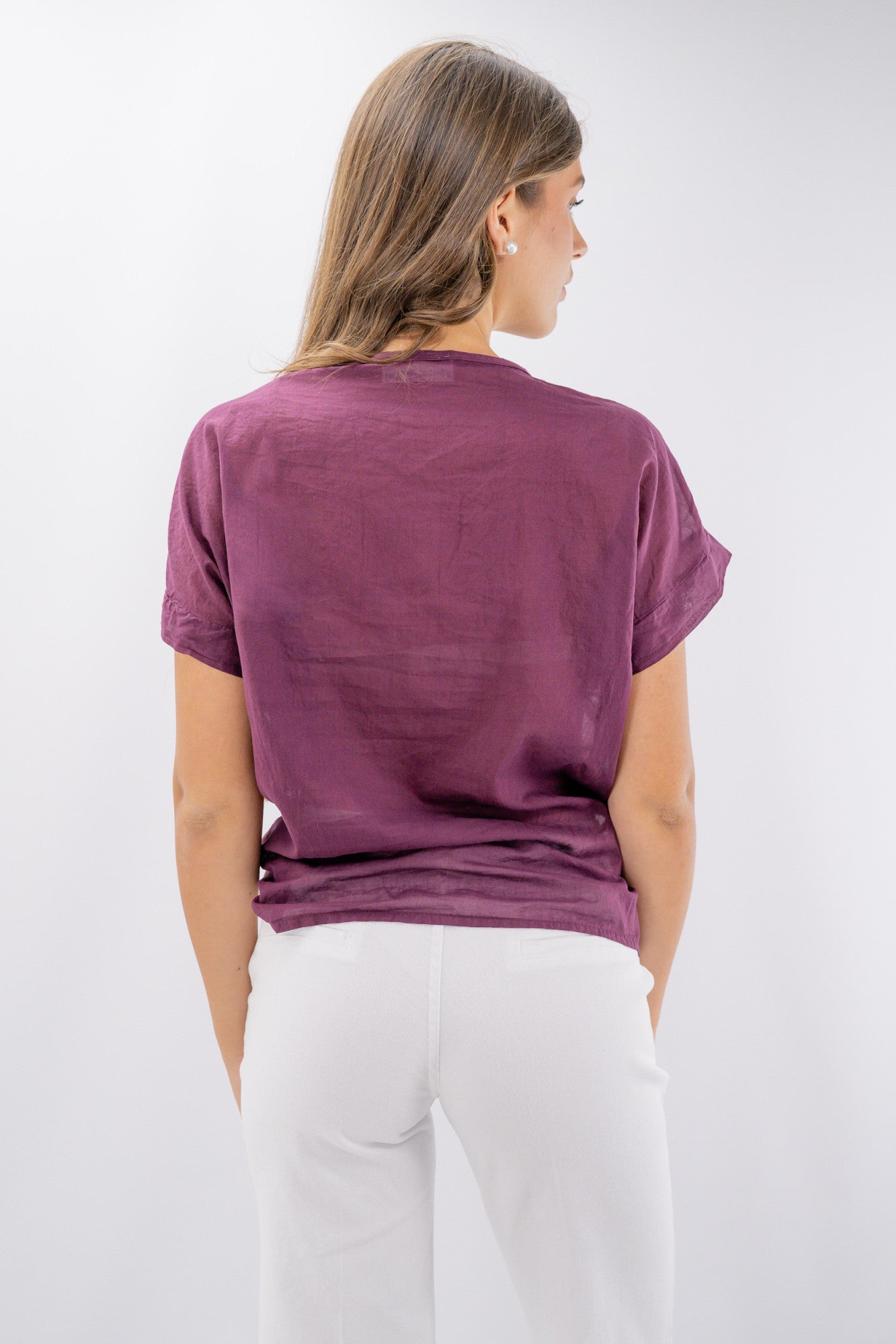 Camicia mussola cotone con scollo a V