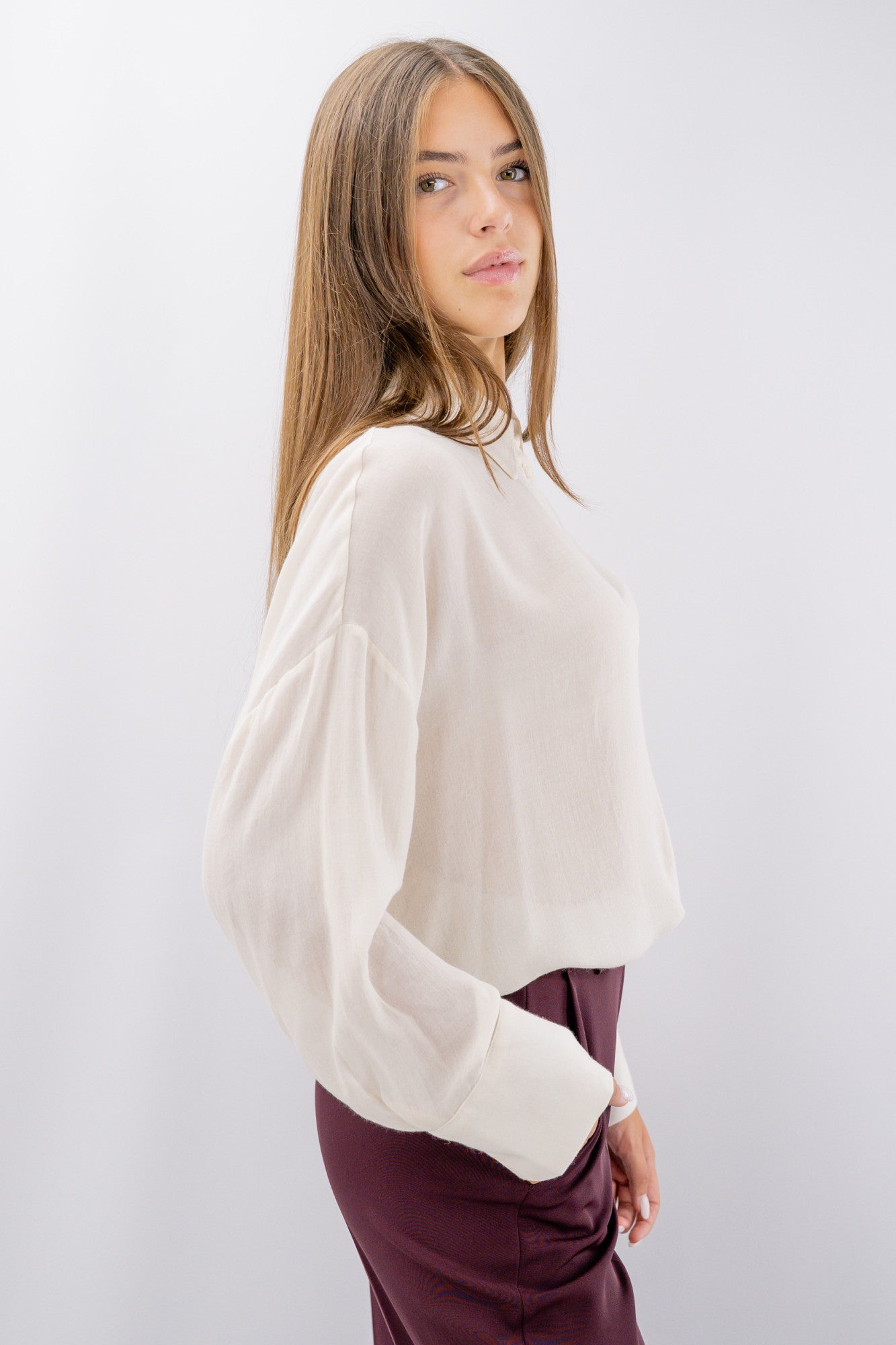 Camicia over in viscosa e lana