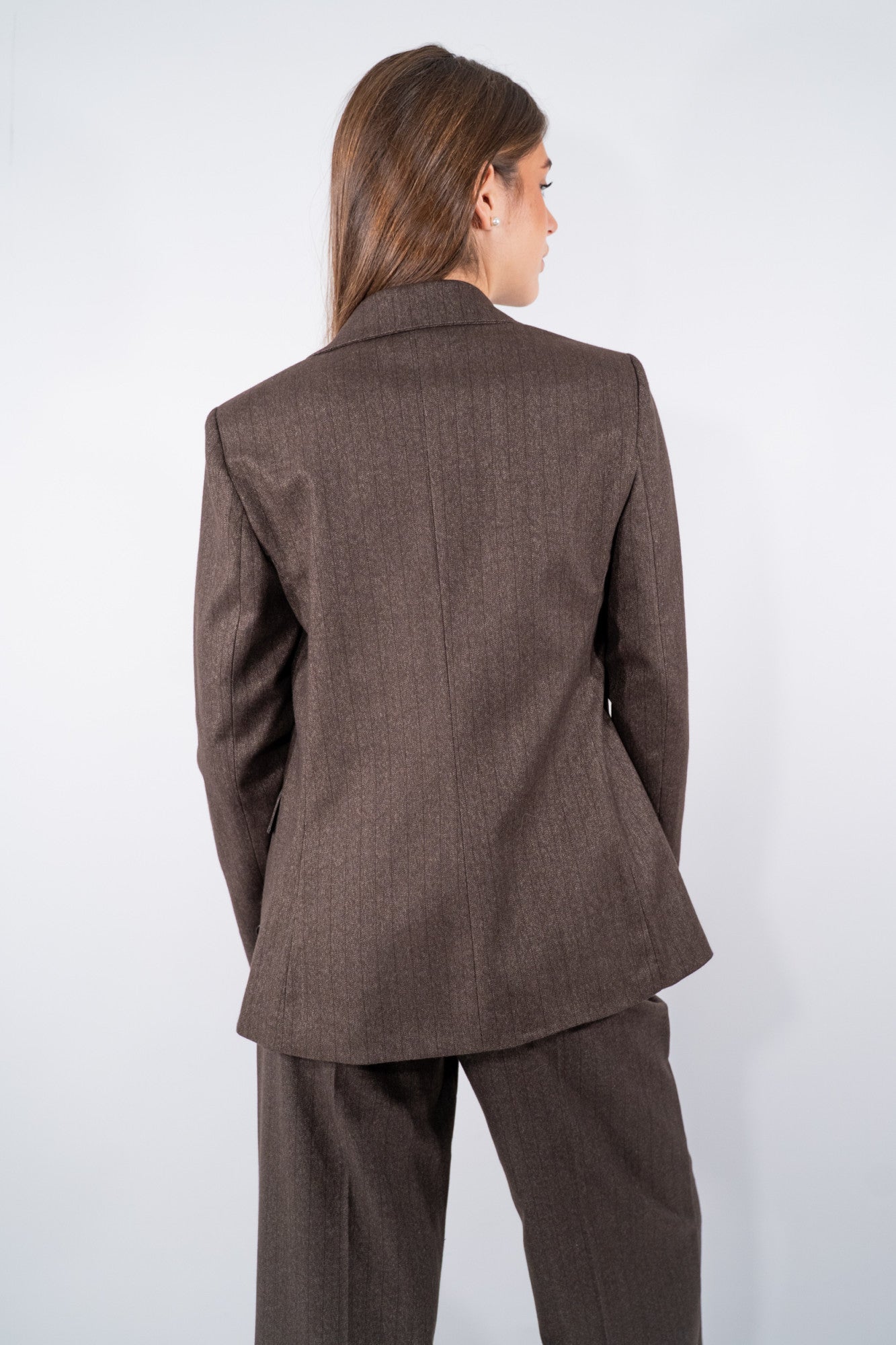 Blazer doppiopetto a motivo spinato e gessato