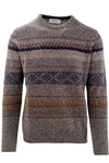 Pullover misto lana con intarsi a righe multicolore