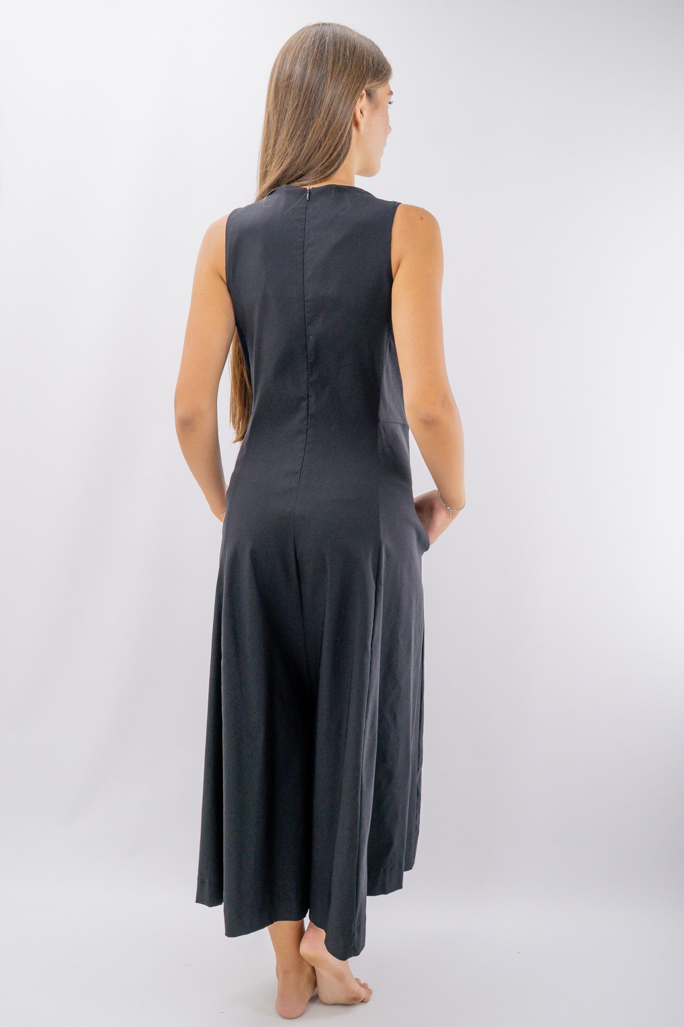 Tuta cropped a palazzo in texture elasticizzata