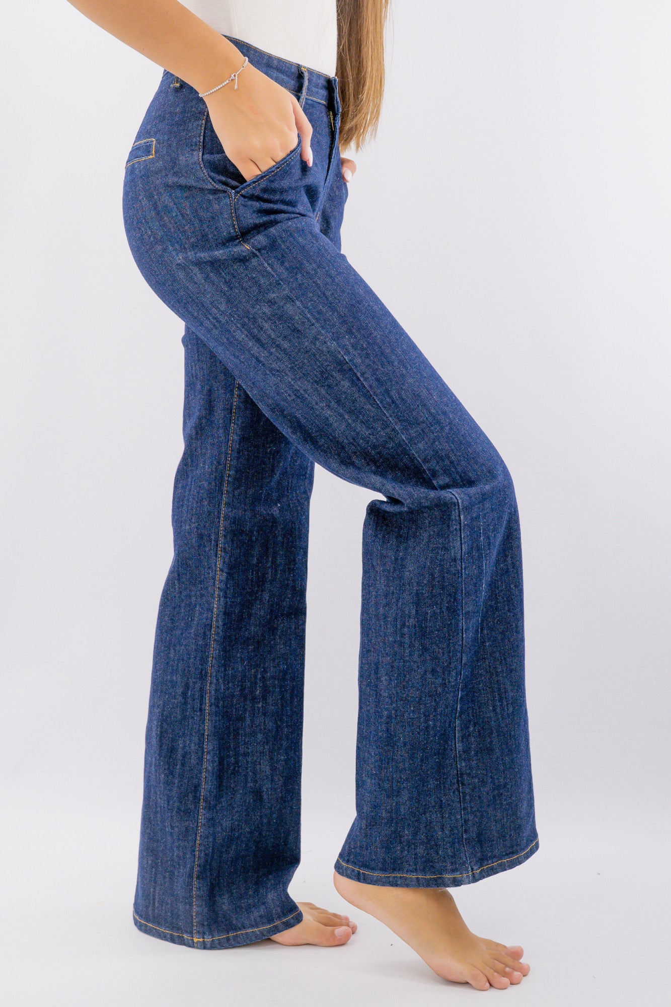 Jeans palazzo  con tasca a filo