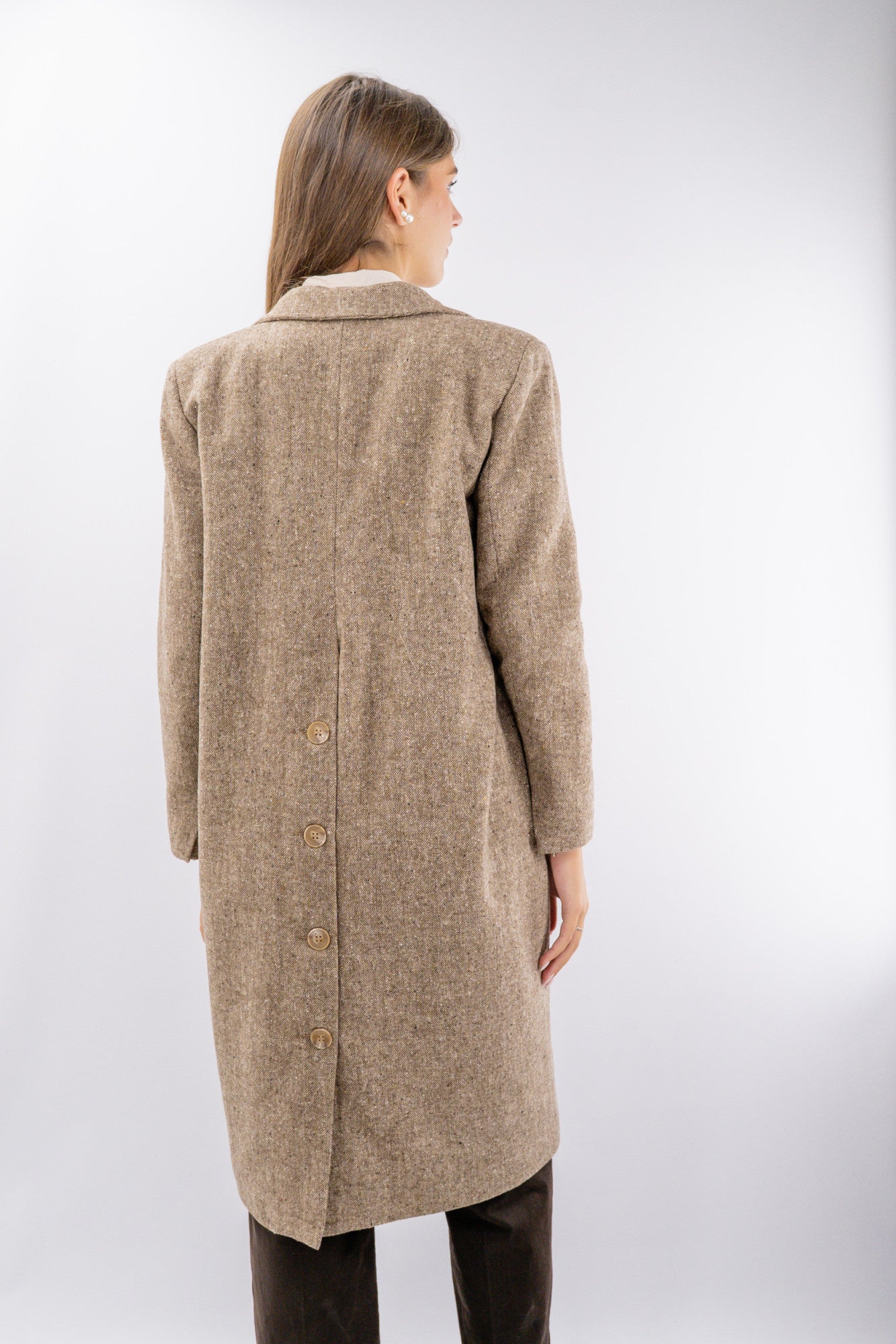 Cappotto lungo monopetto effetto melange