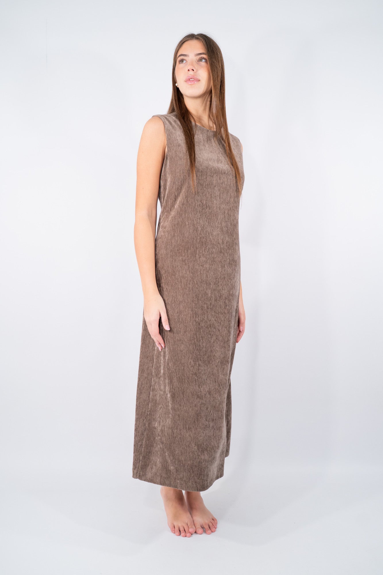 Abito lungo  velluto senza maniche