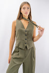 Gilet in tessuto fluido con cravatta