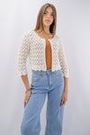 Cardigan cropped in crochet