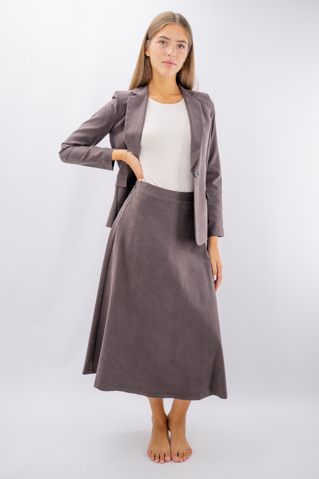 Blazer monopetto in tessuto mano pesca soft