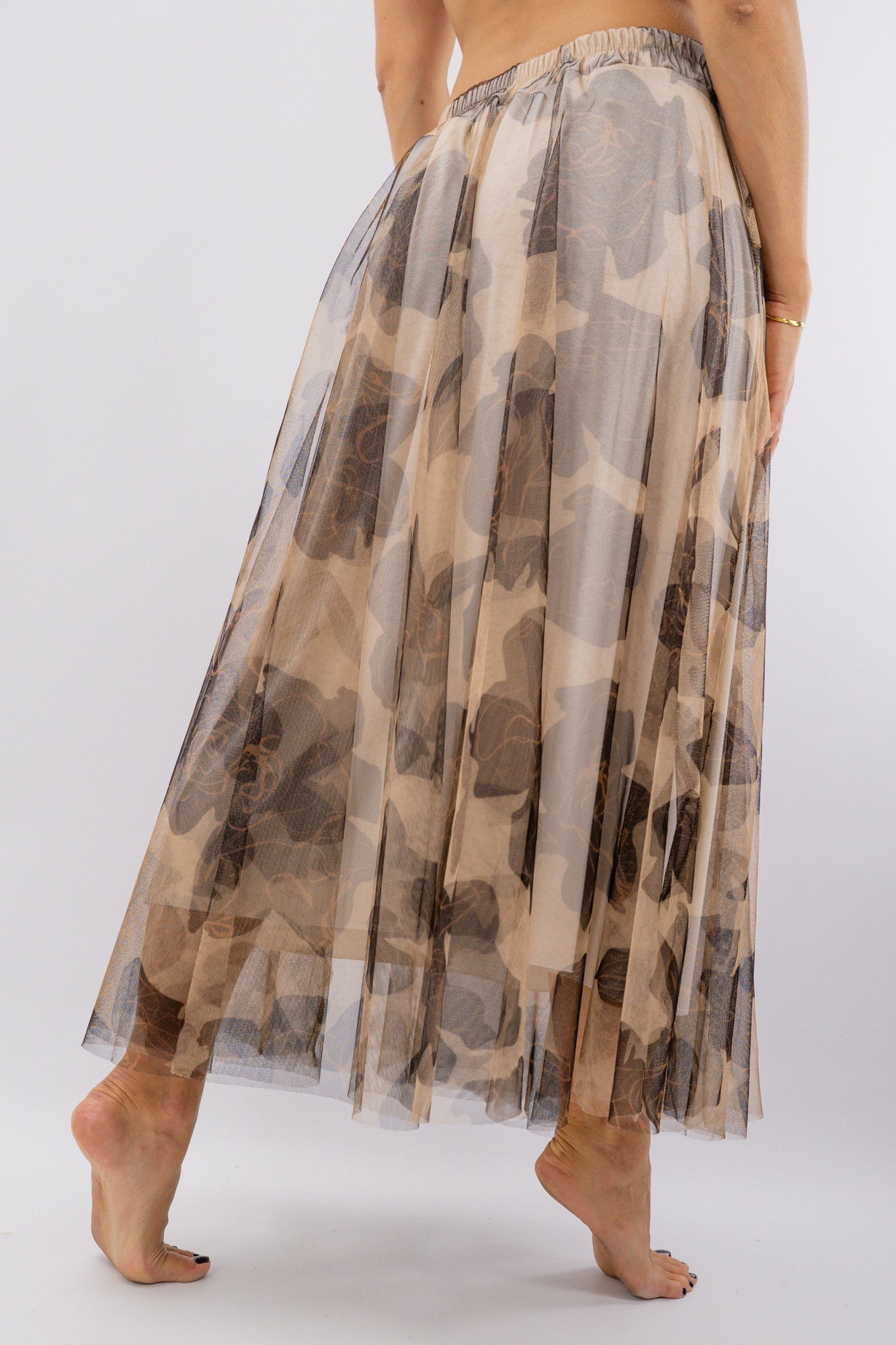 Maxi gonna con tulle in fantasia floreale