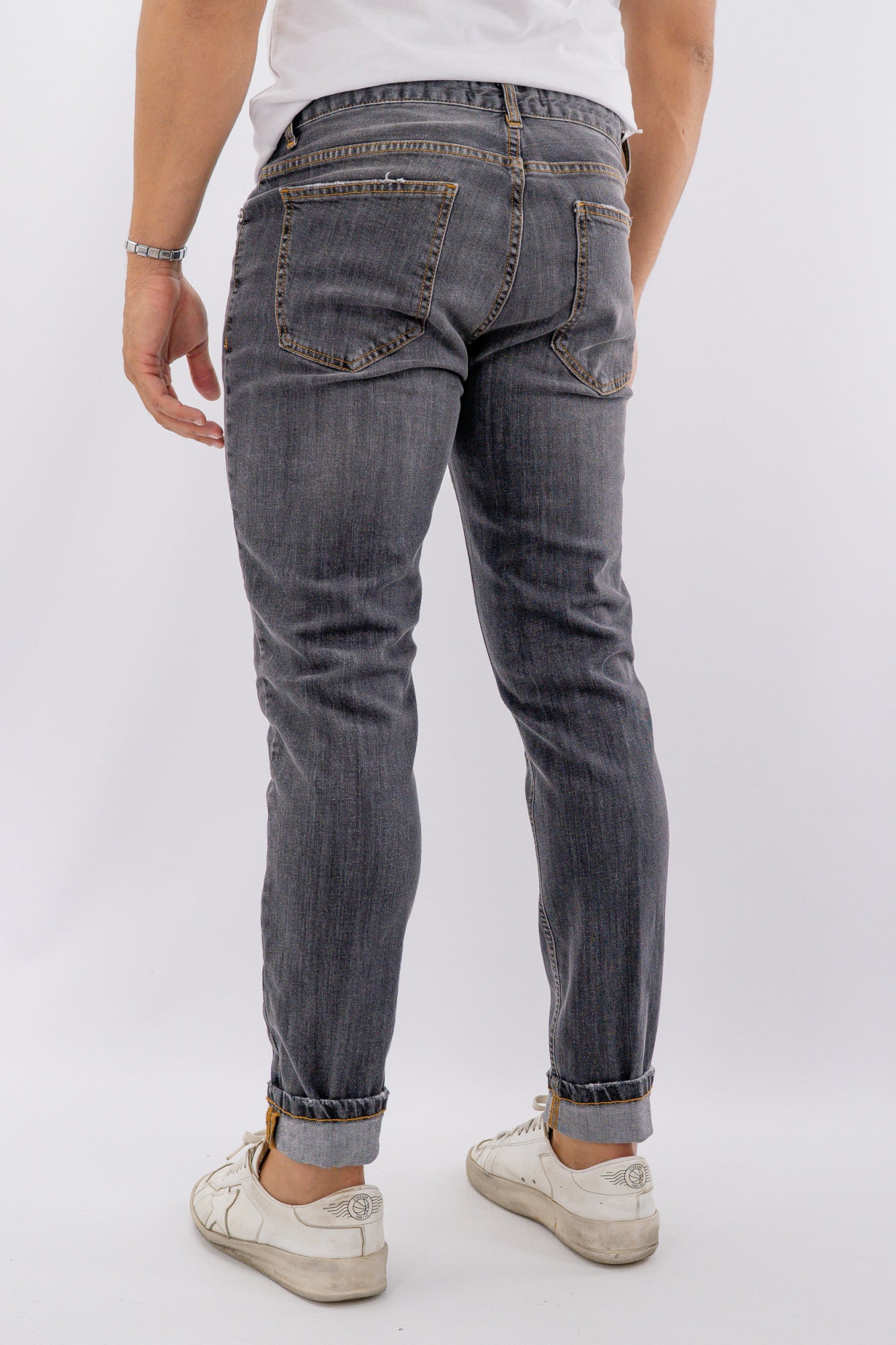 Jeans regular lavaggio grigio in cotone elasticizzato