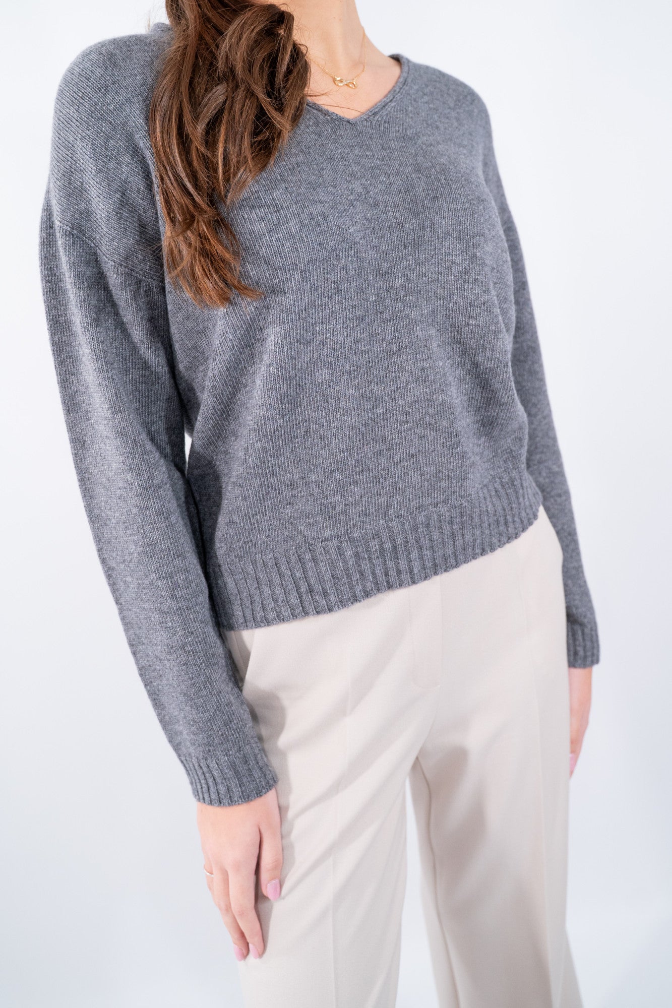 Maglia boxy con abbassamento a coste