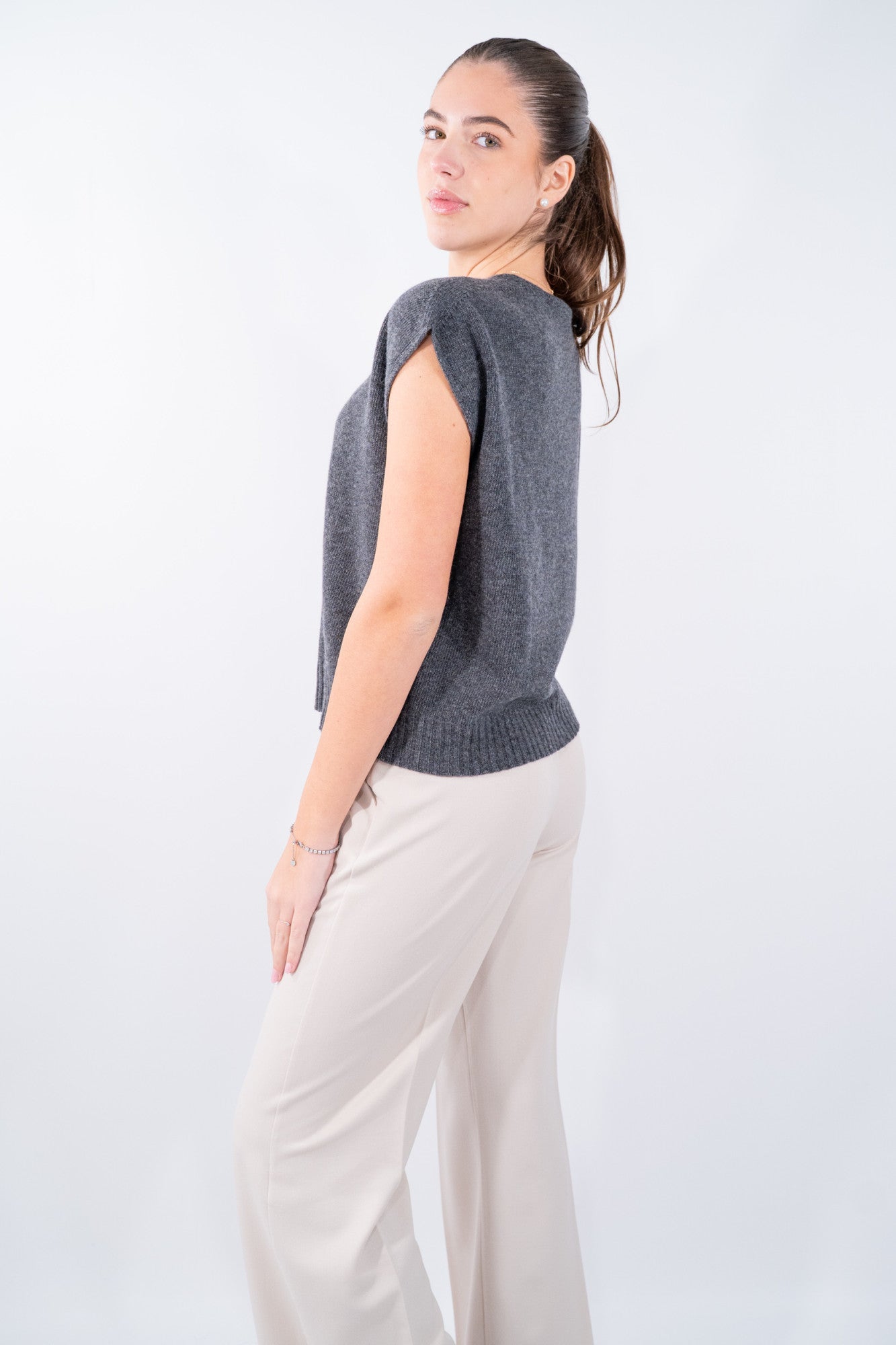 Gilet boxy con scollo V