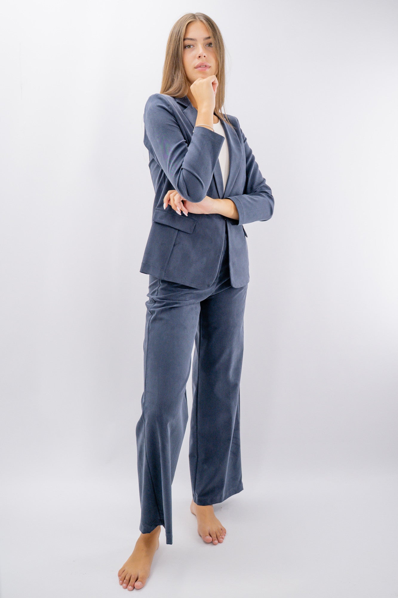 Pantalone palazzo in tessuto mano pesca soft