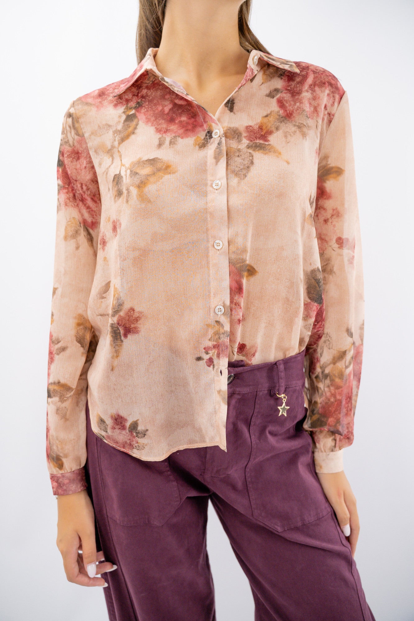 Camicia in georgette con stampa floreale