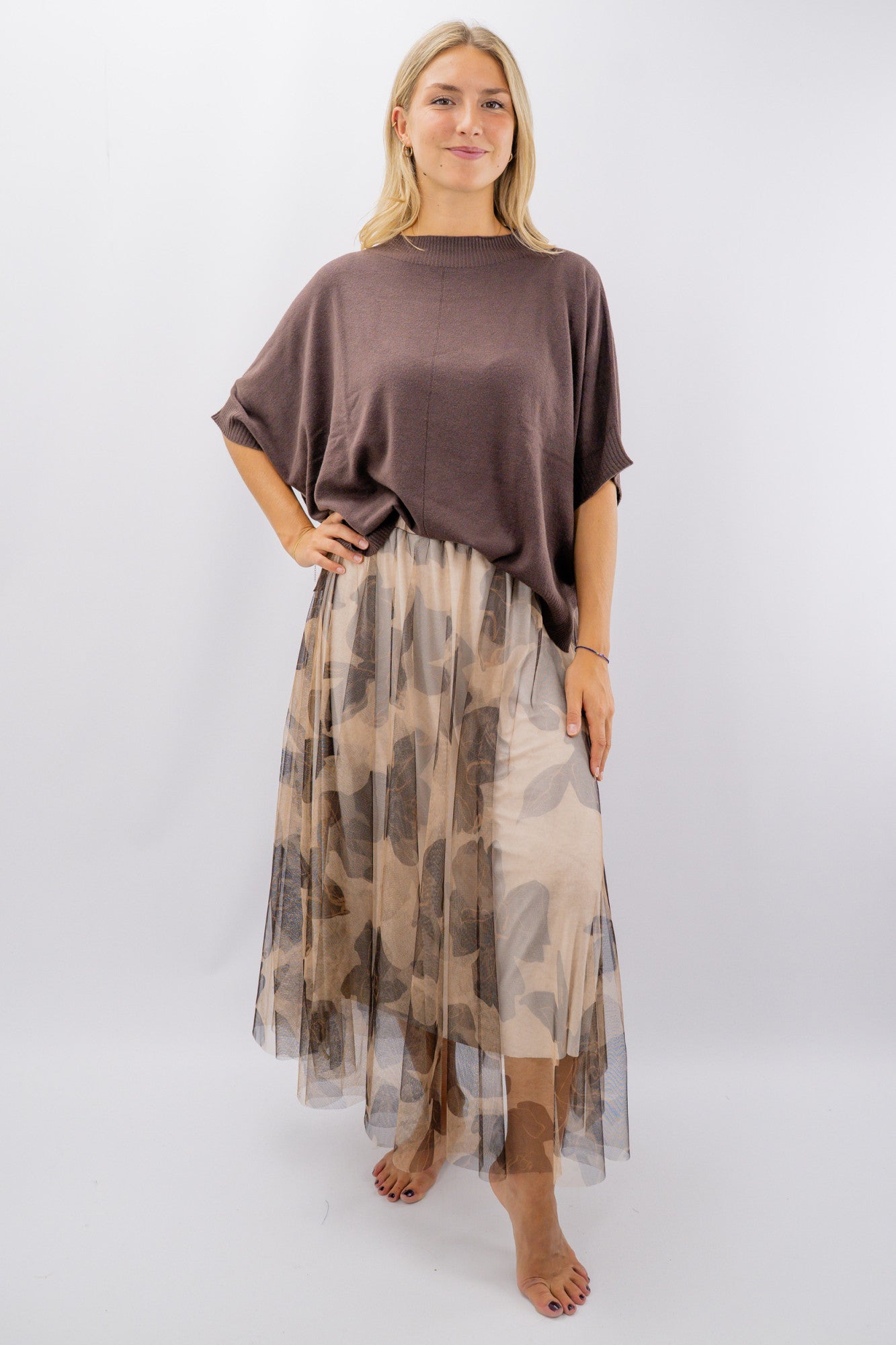 Maxi gonna con tulle in fantasia floreale