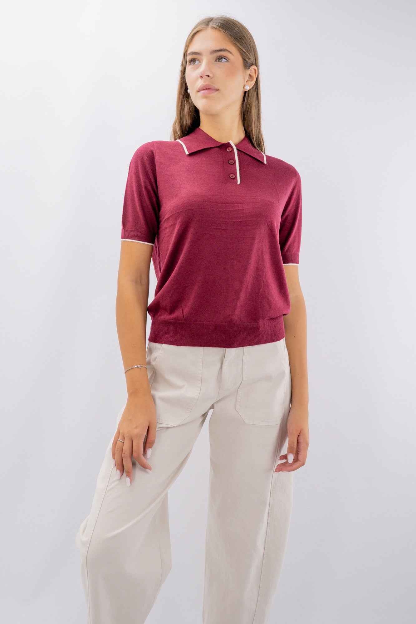 Polo mezza manica con bordo a contrasto