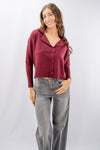 Cardigan corto con collo a revers e maxi bottoni