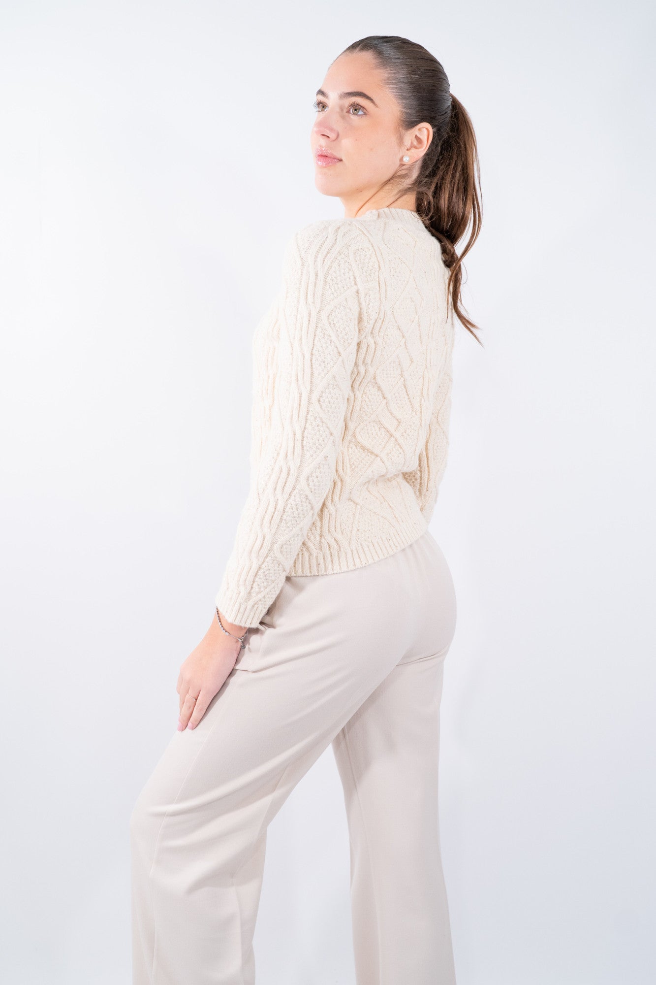 Maglione fisherman con lavorazione trecce