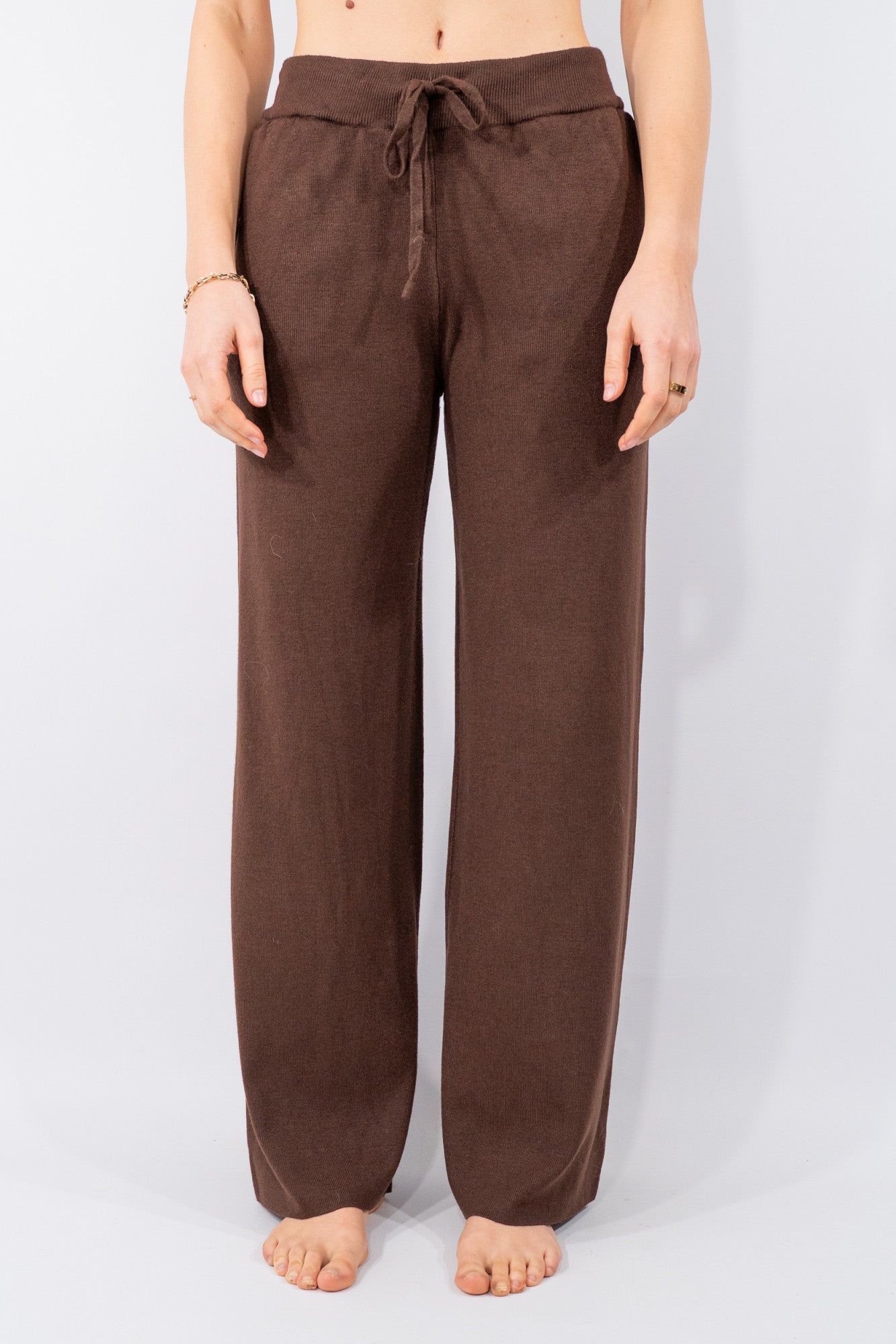 Pantalone palazzo in maglia con coulisse