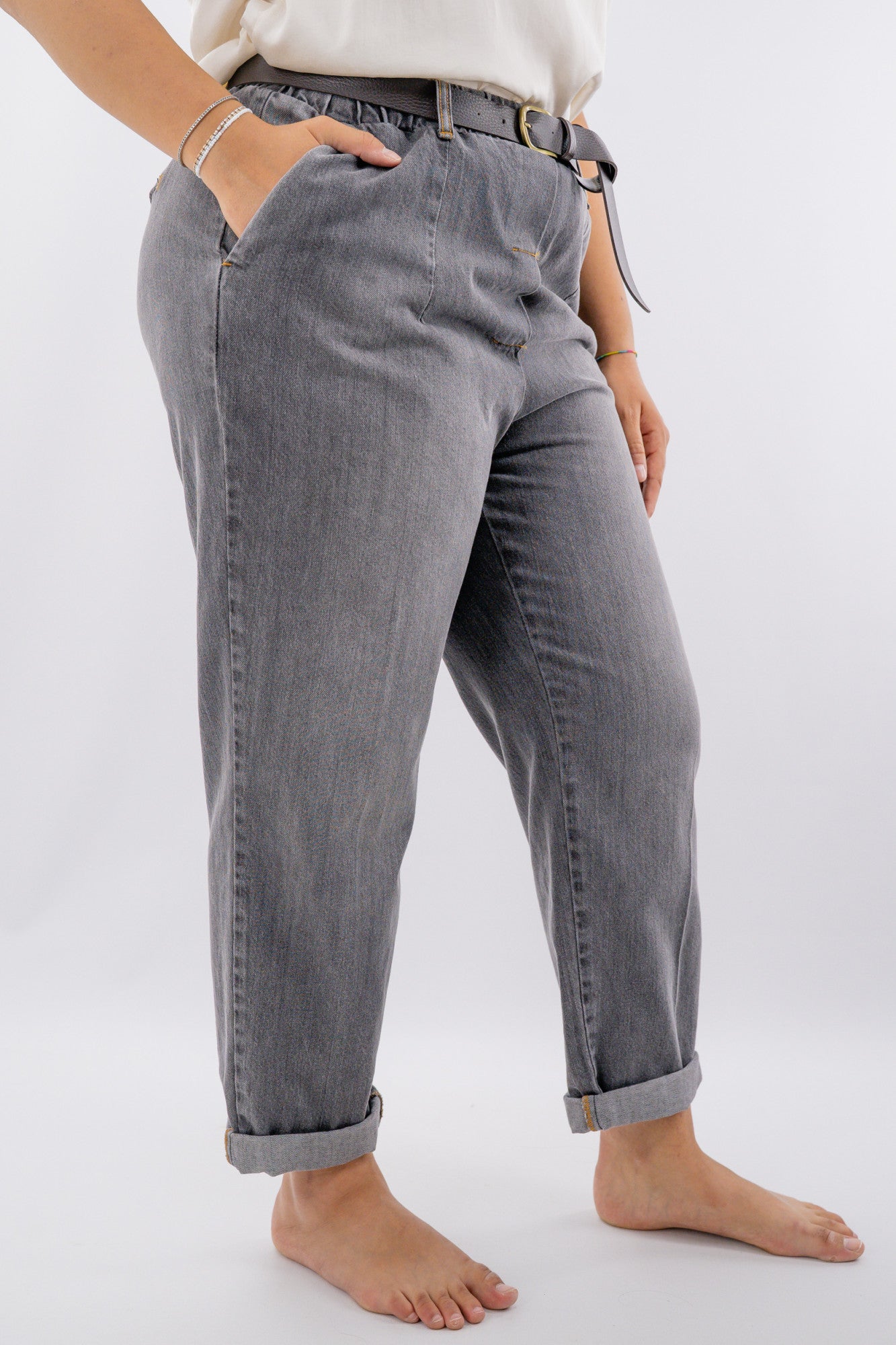 Jeans grigio delave' oversize