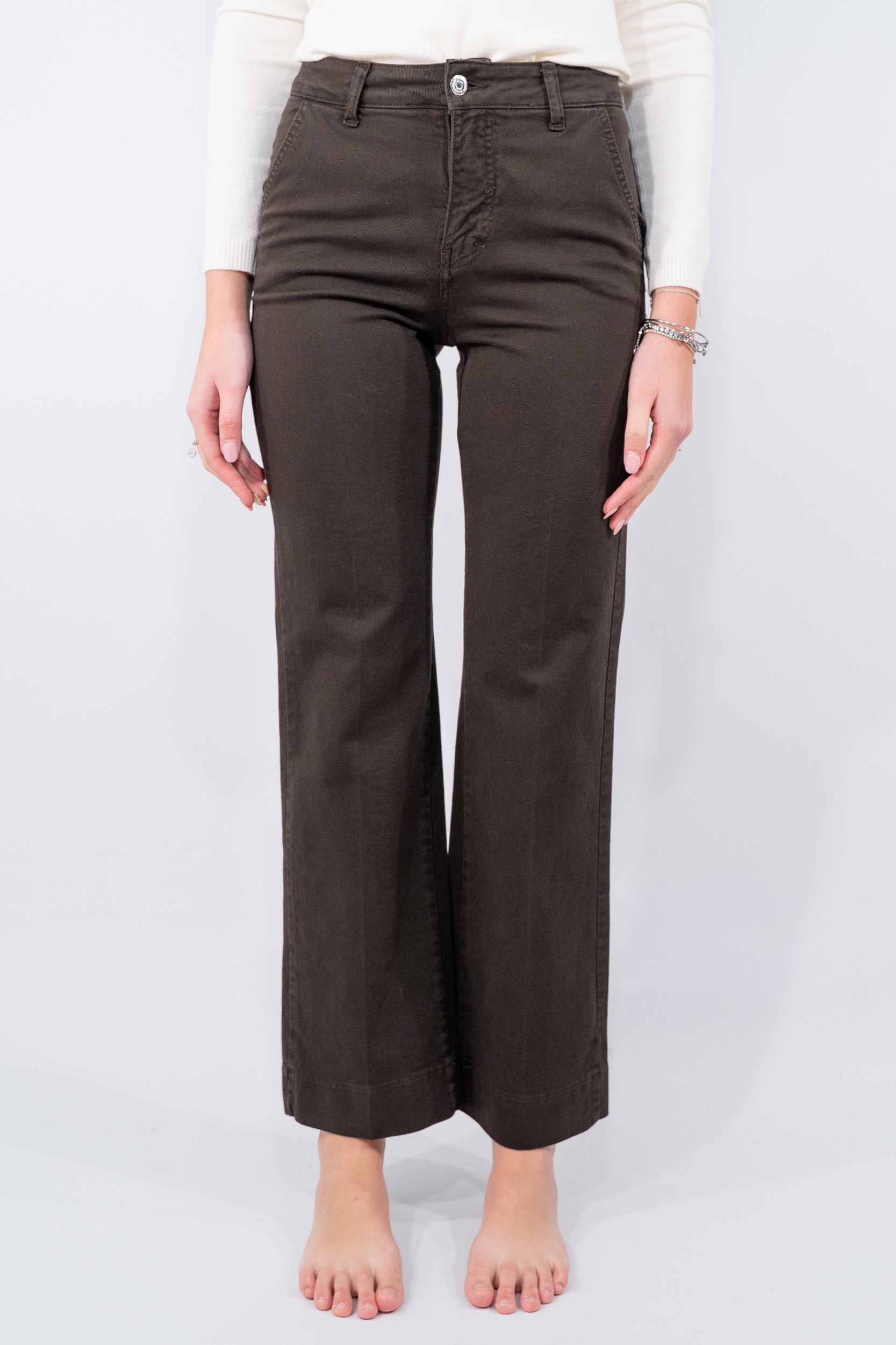 Jeans a palazzo con tasche a filo