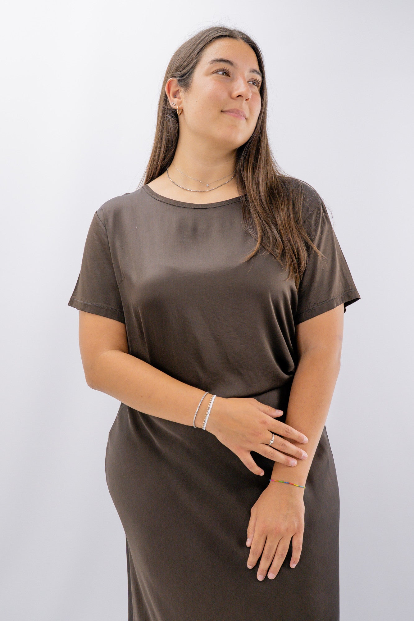 Blusa oversize in viscosa satinata
