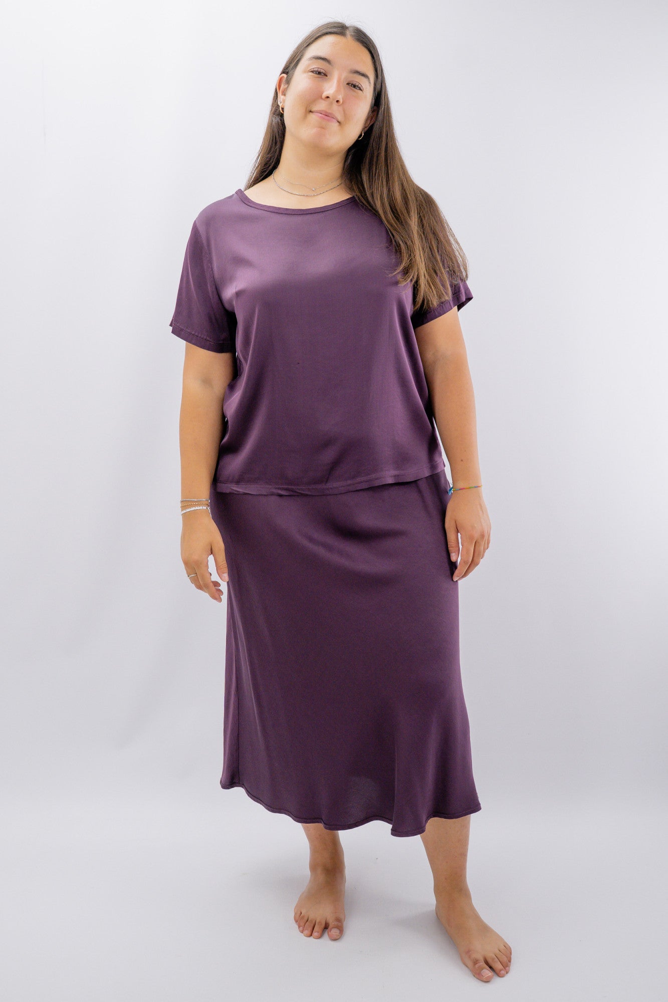 Blusa oversize in viscosa satinata
