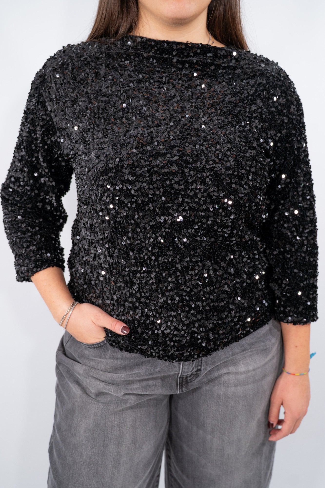 Maglia 3/4 con paillettes