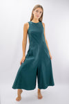 Tuta cropped a palazzo in texture elasticizzata