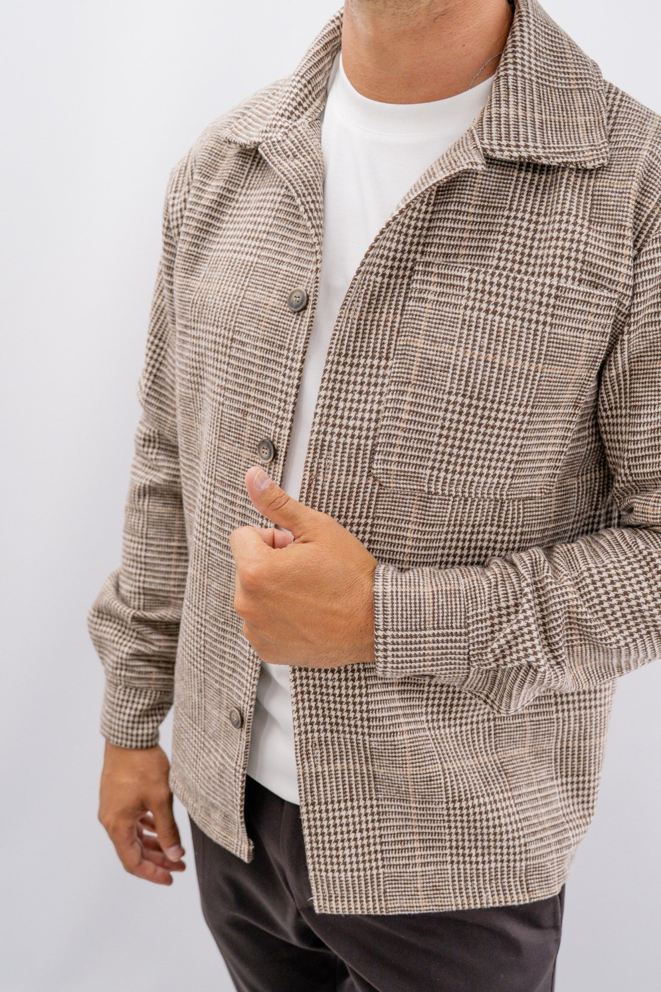 Giacca canicia in tweed a quadri con taschino