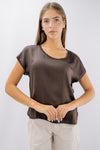 Blusa in viscosa ad effetto satinato con bordi lurex