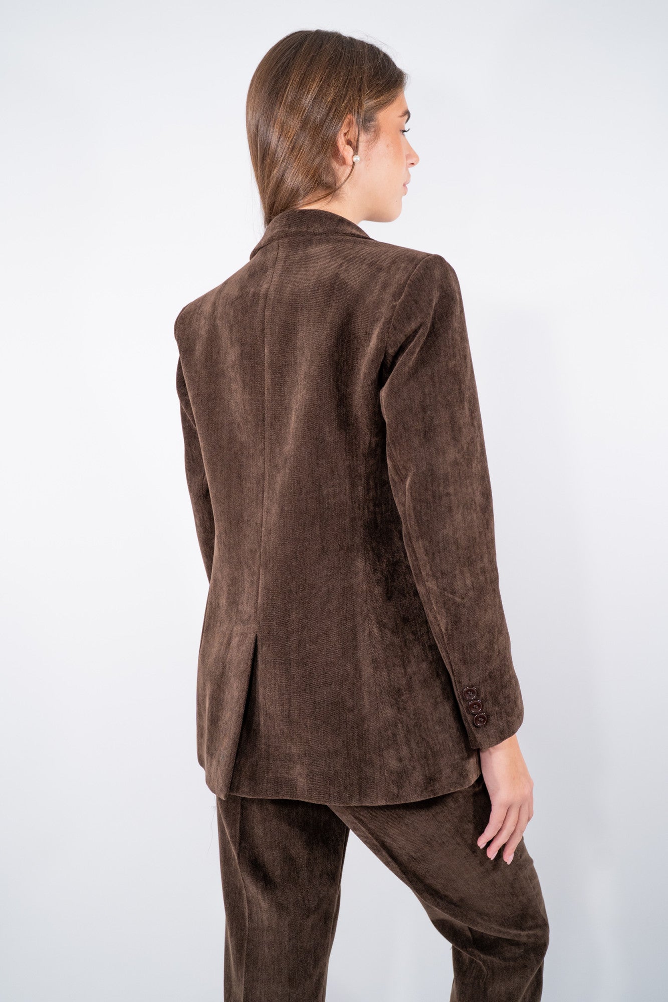 Blazer monopetto in tessuto effetto velluto