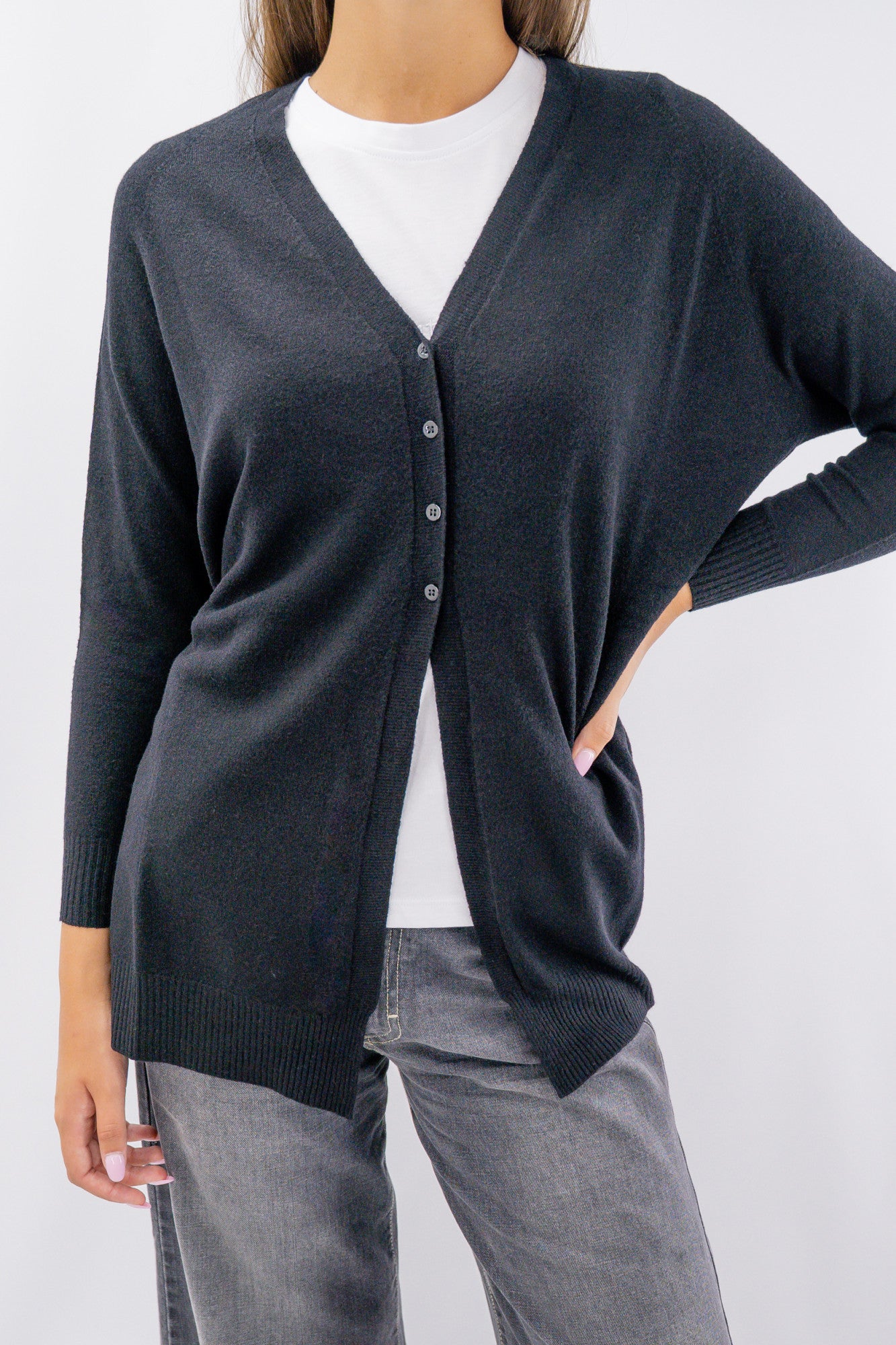 Cardigan lungo con bottoncini