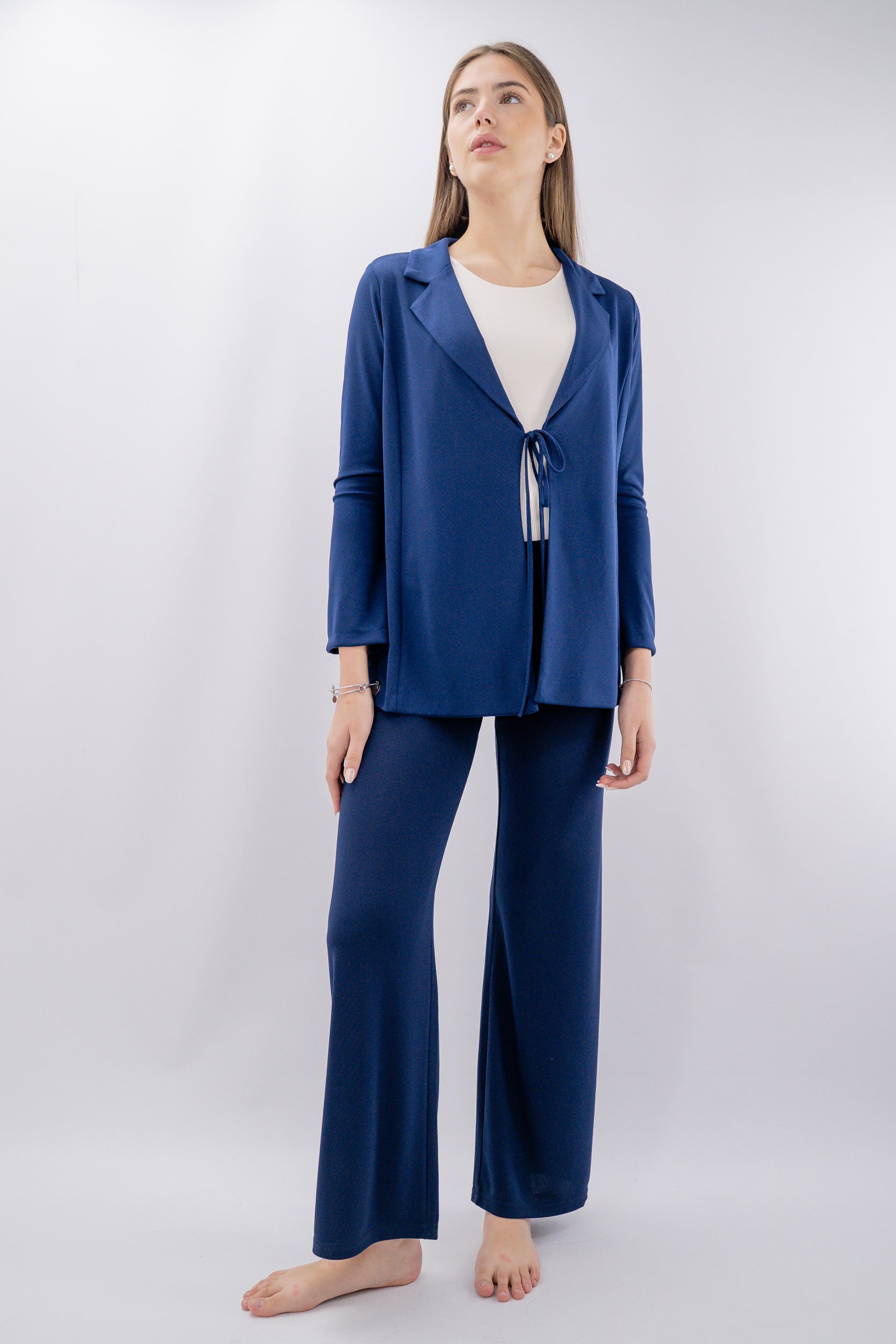 Blazer fluido con chiusura allacciata