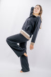 Felpa con zip e dettagli a contrasto coordinabile con pantalone abbinato