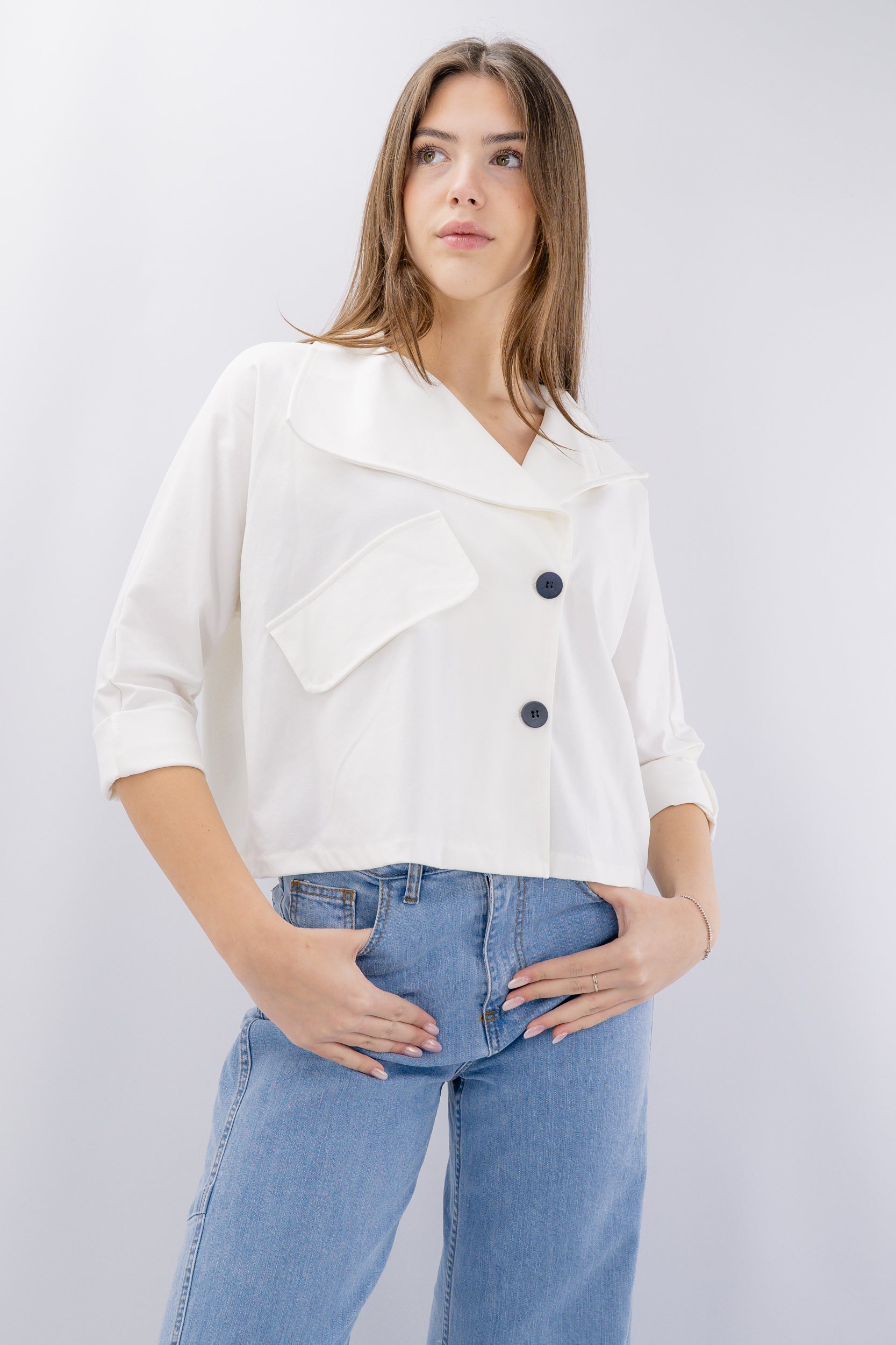 Blazer in punto Milano con revers ampi