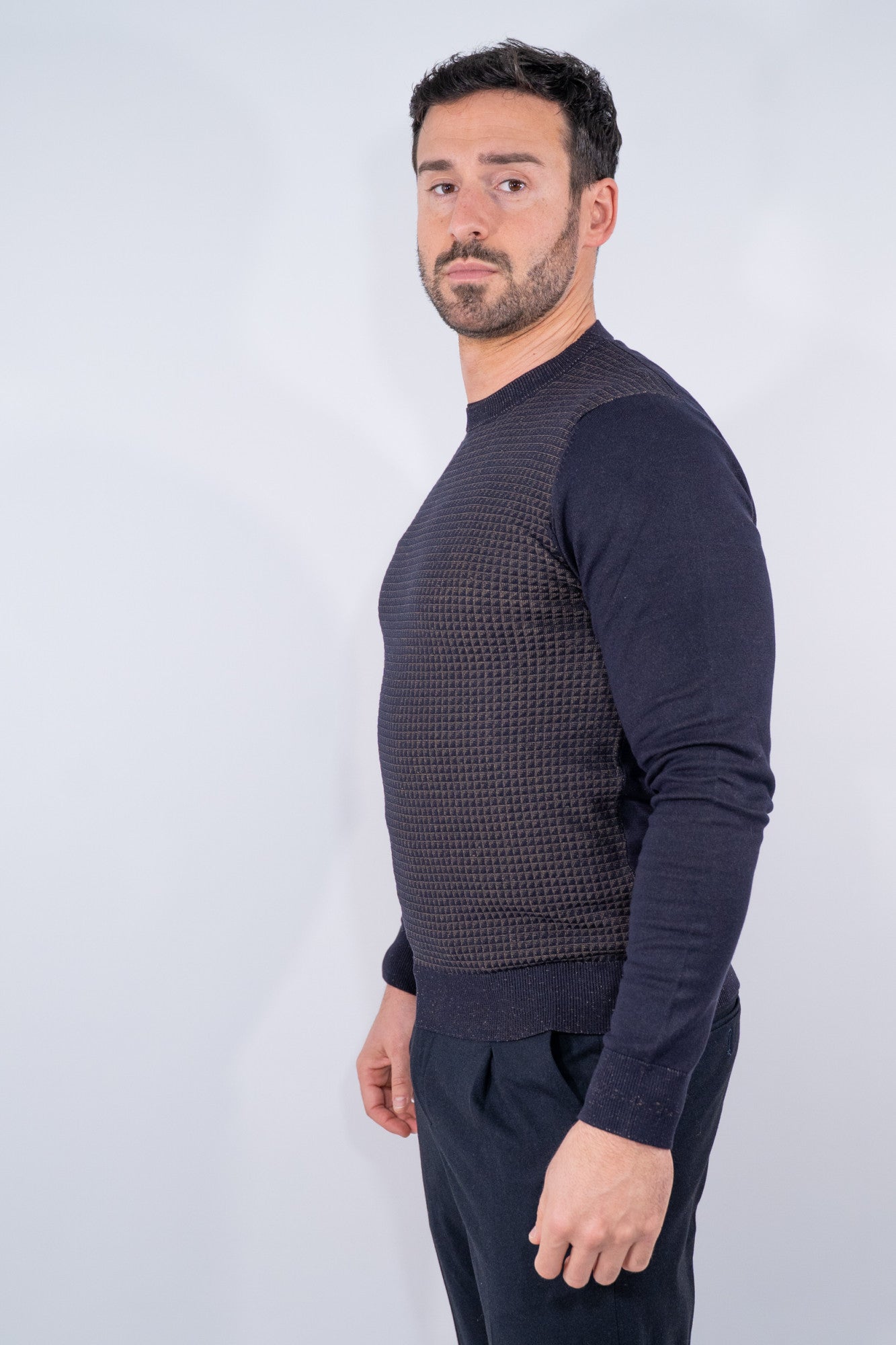 Girocollo con lavorazione bicolore