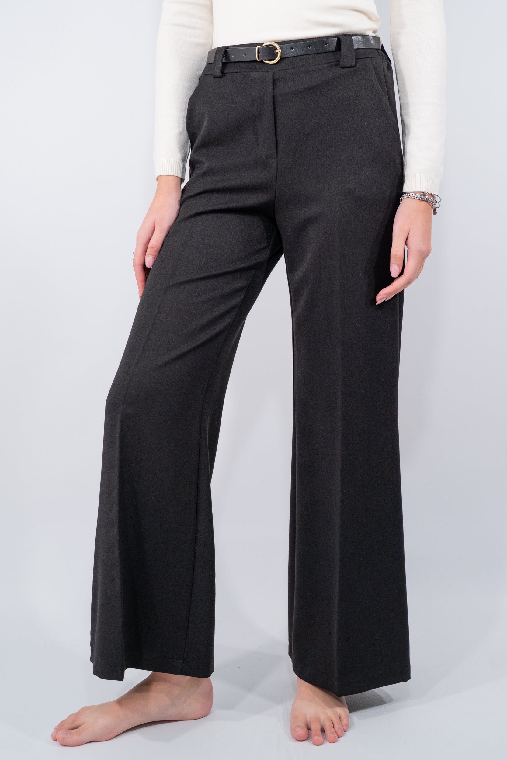 Pantalone sartoriale con elastico e cintura in vita