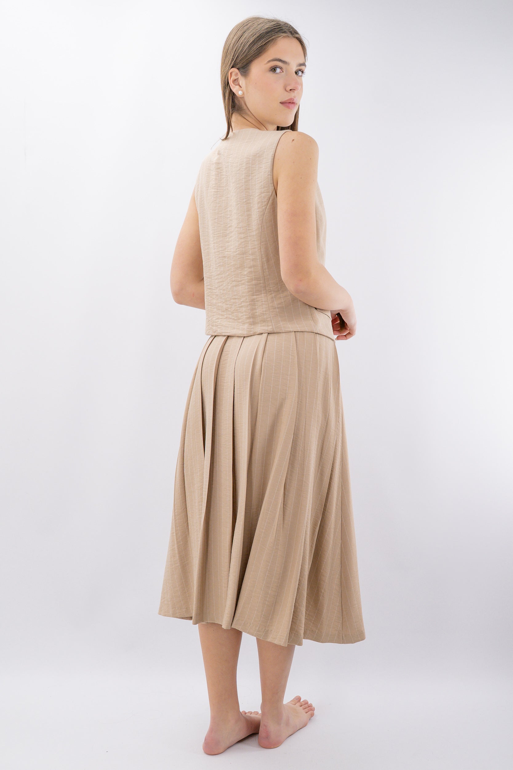 Gilet foderato gessato con stemma