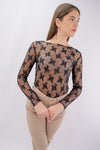 Maglia a maniche lunghe in pizzo floreale