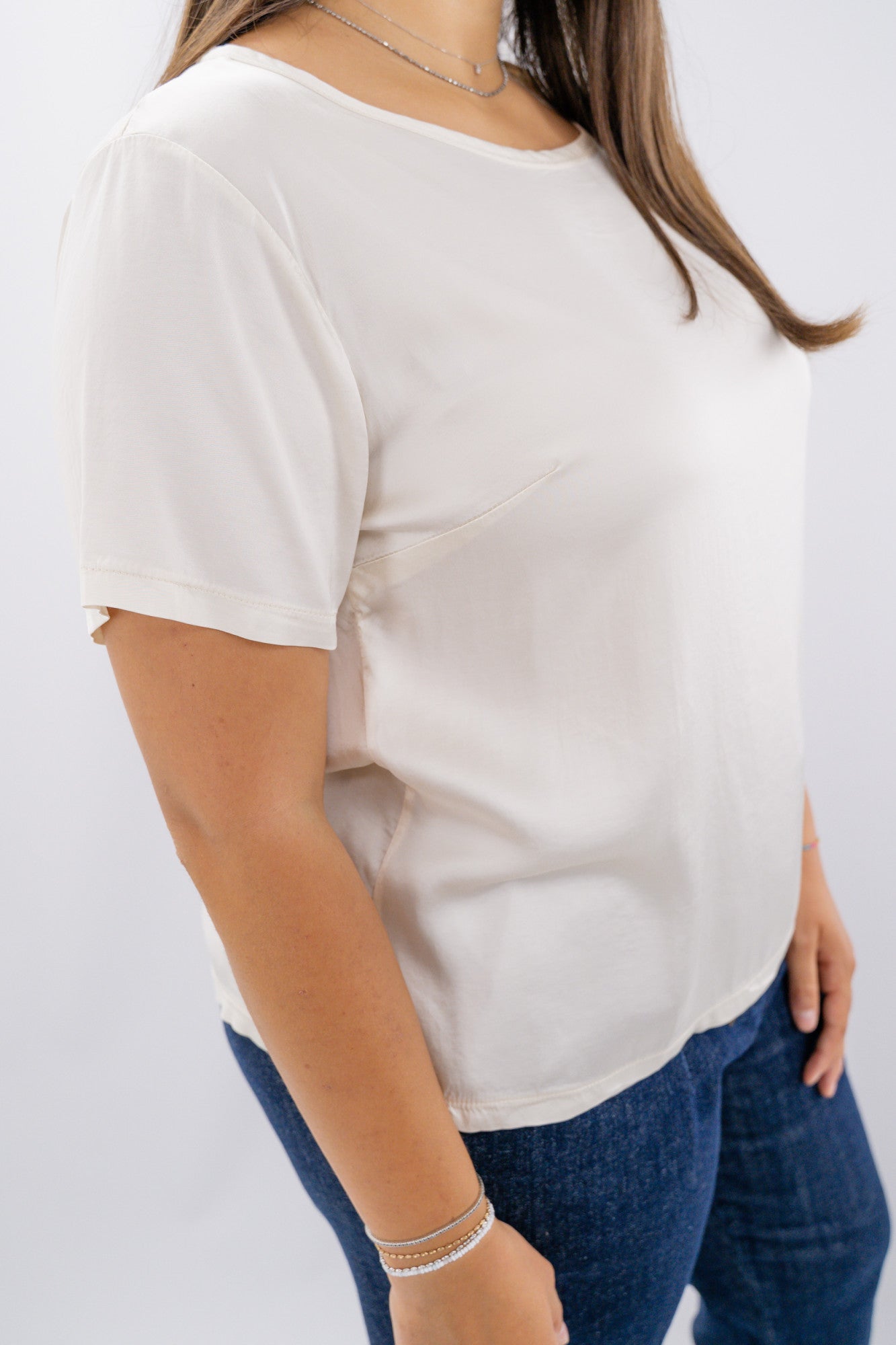 Blusa oversize in viscosa satinata