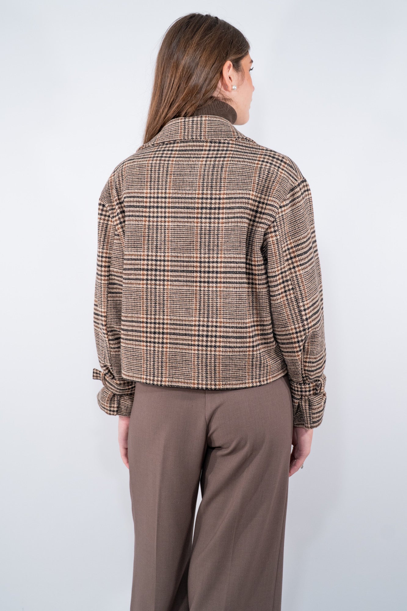 Giacca Biker in tessuto check effetto chiodo