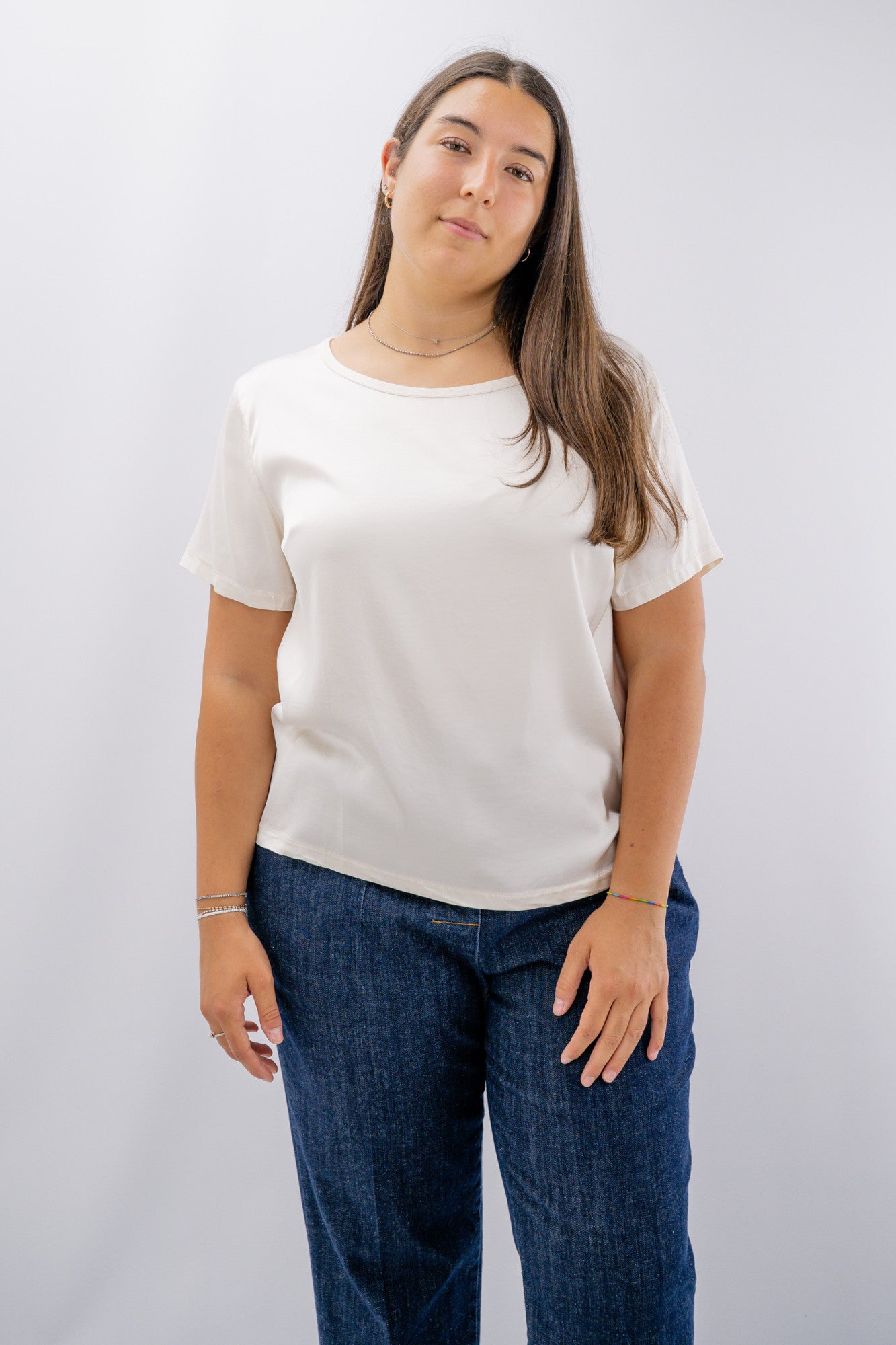 Blusa oversize in viscosa satinata