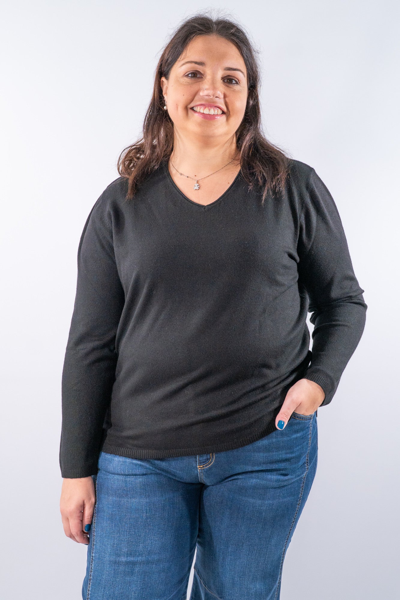 Maglia scollo a V con spacchi